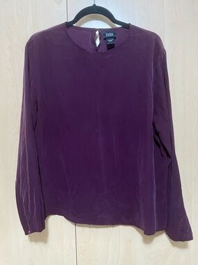 Eileen Fisher Plum Burgundy Long-Sleeve Silk Blouse